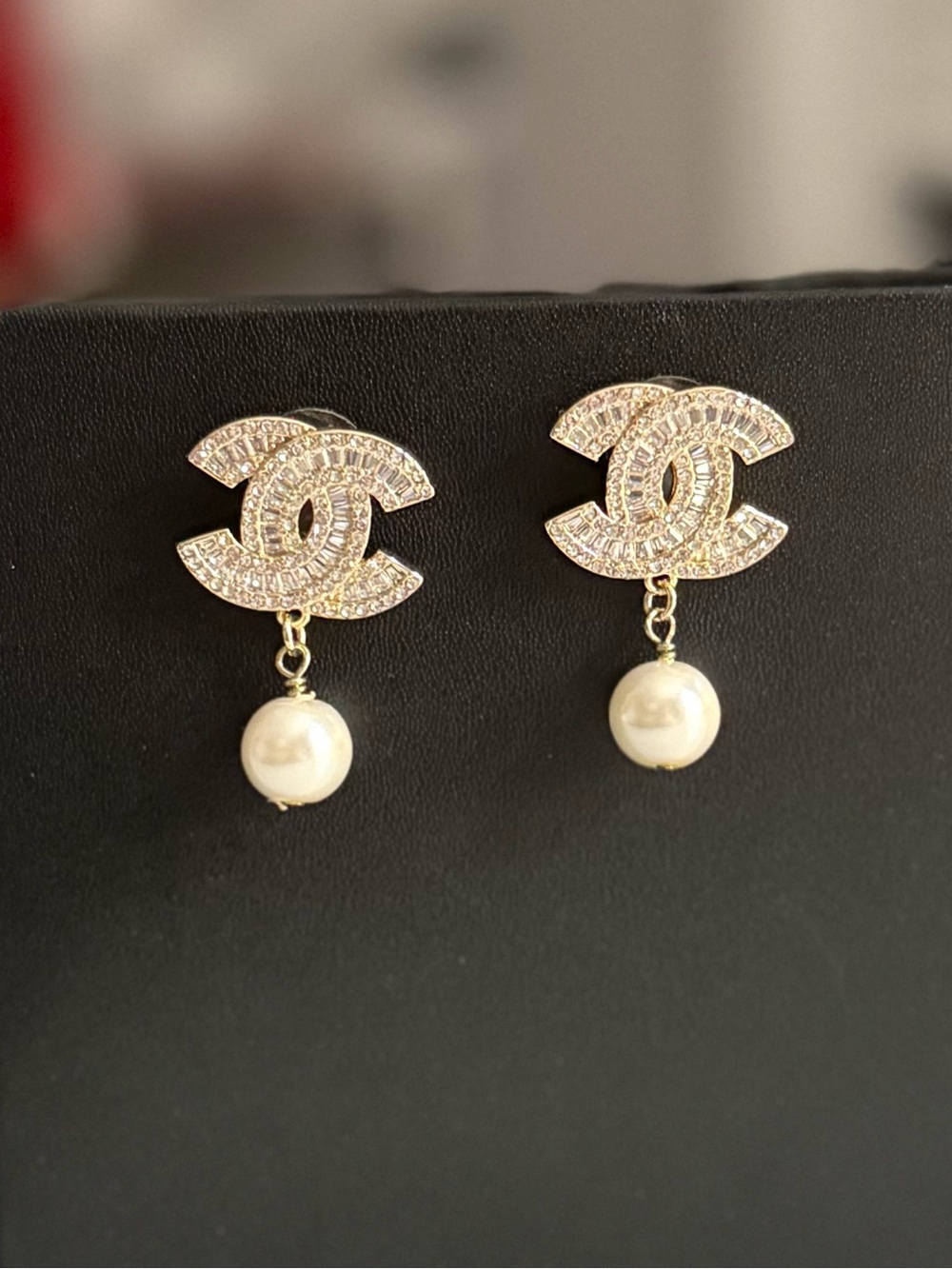 Crystal drop Chanel wedding Crystal CC Drop Pearl Earrings